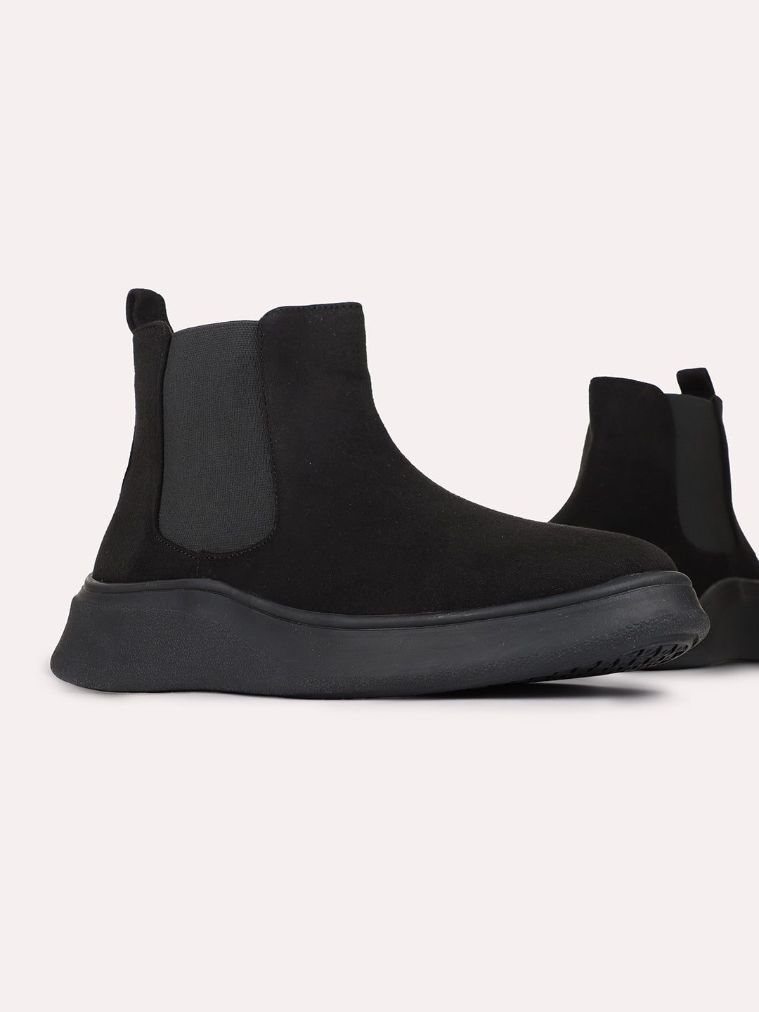 Womens Black Casual Solid Round Toe Shape Boots