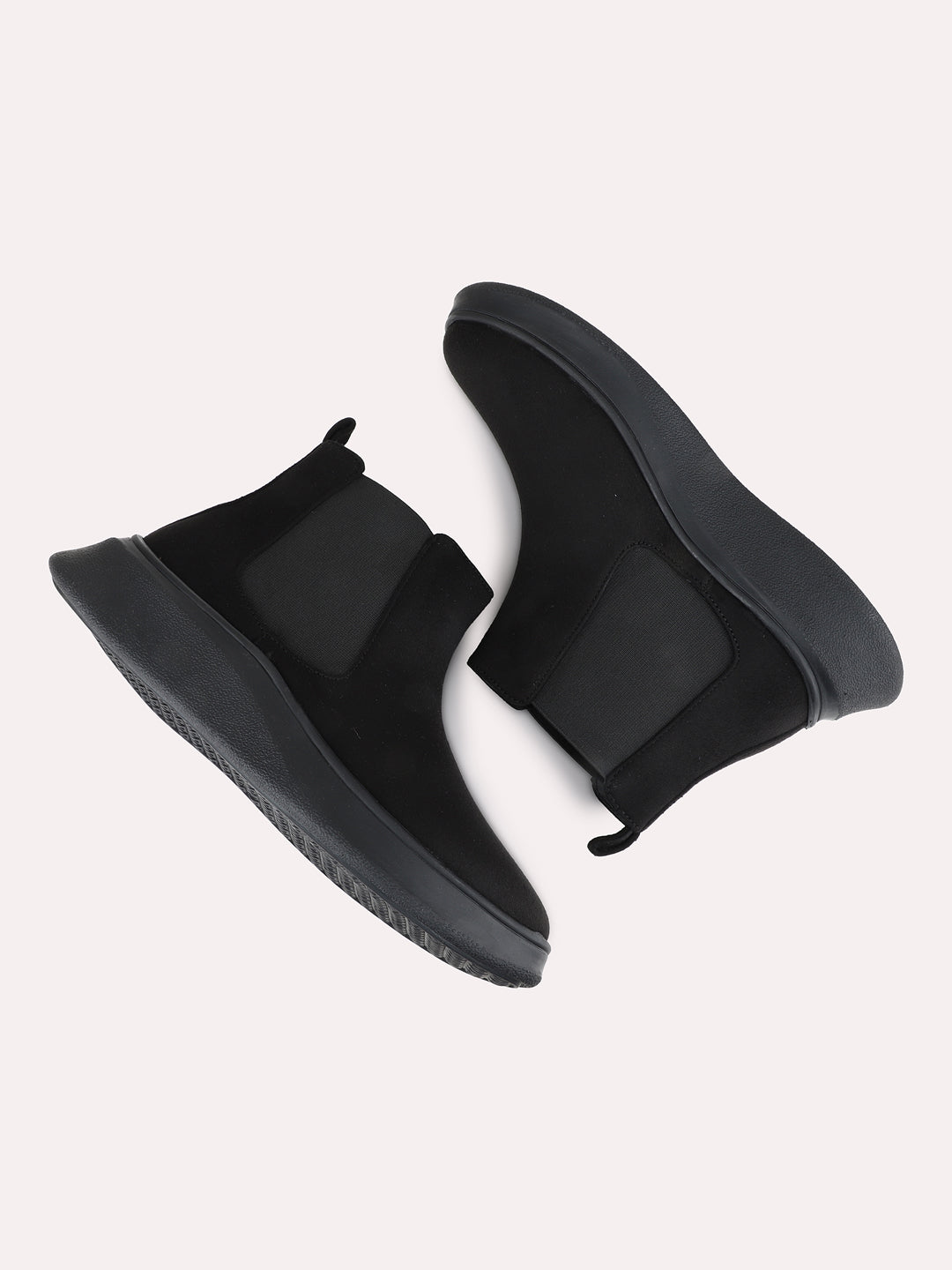 Womens Black Casual Solid Round Toe Shape Boots