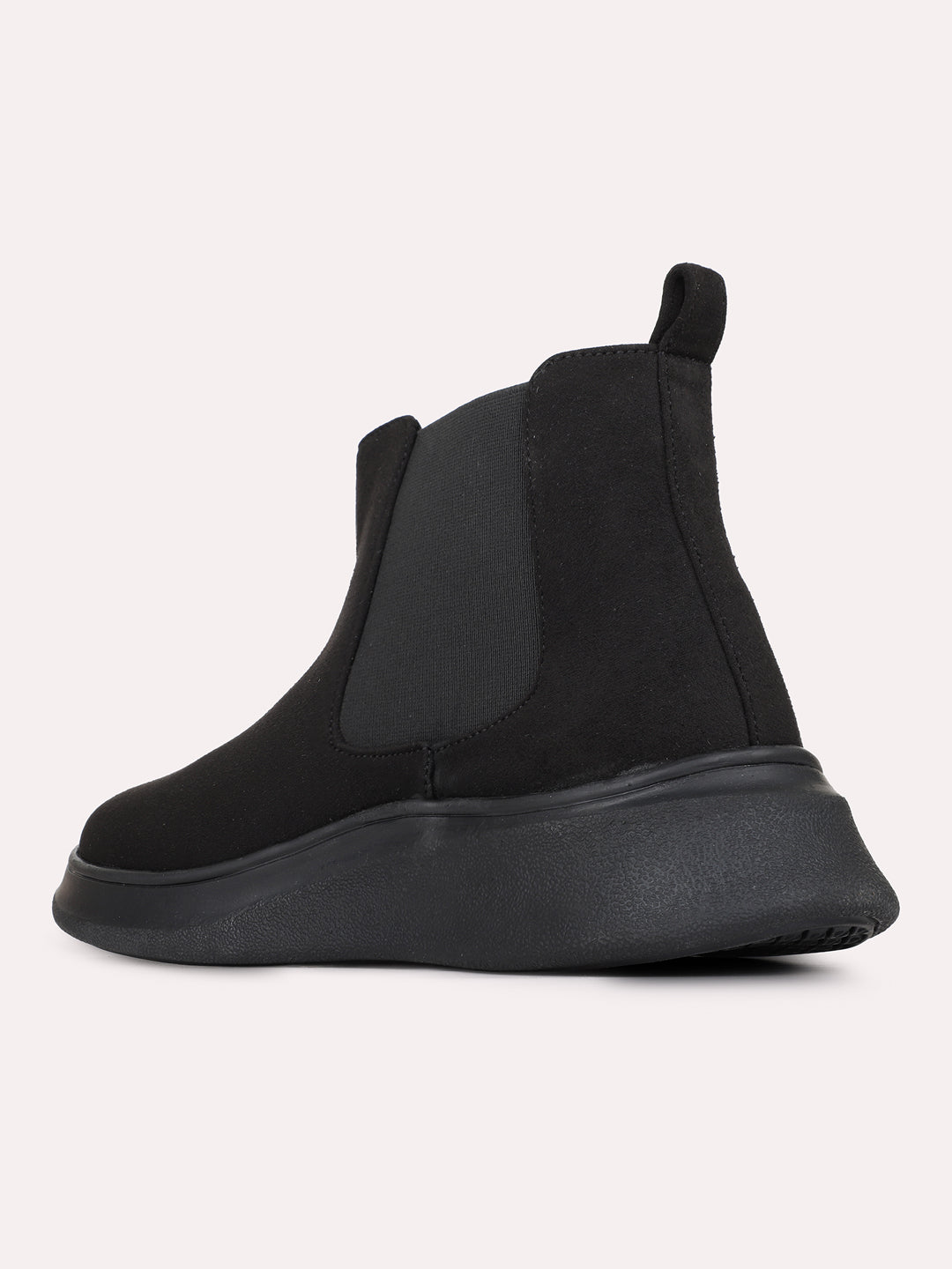 Womens Black Casual Solid Round Toe Shape Boots