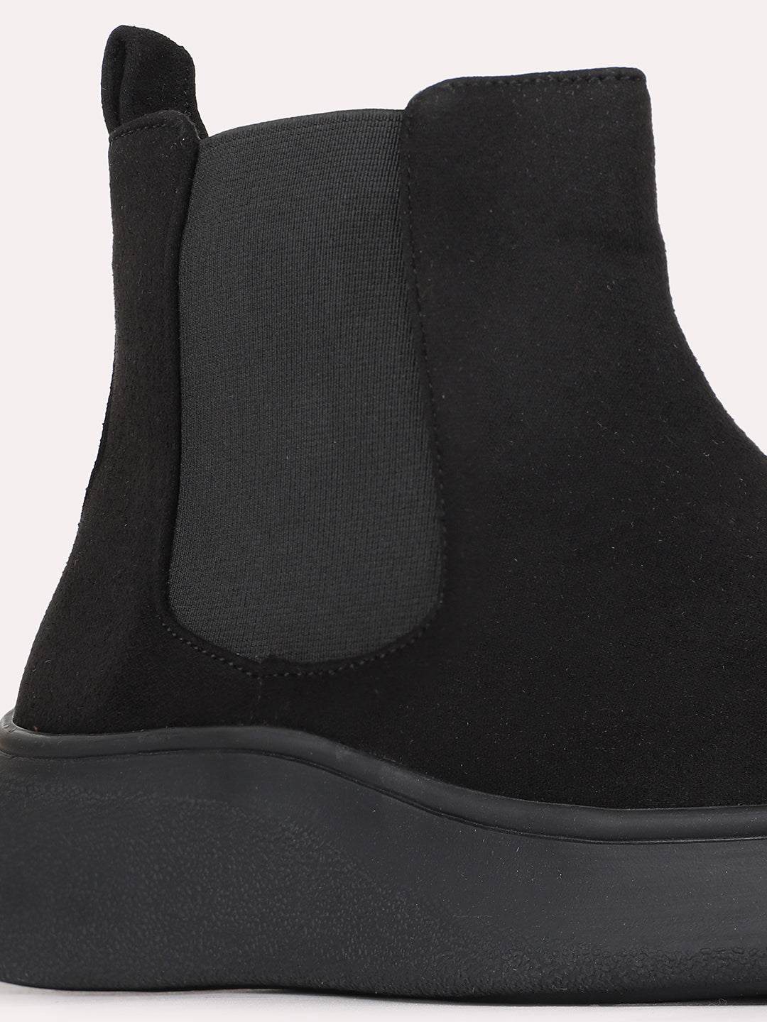 Womens Black Casual Solid Round Toe Shape Boots
