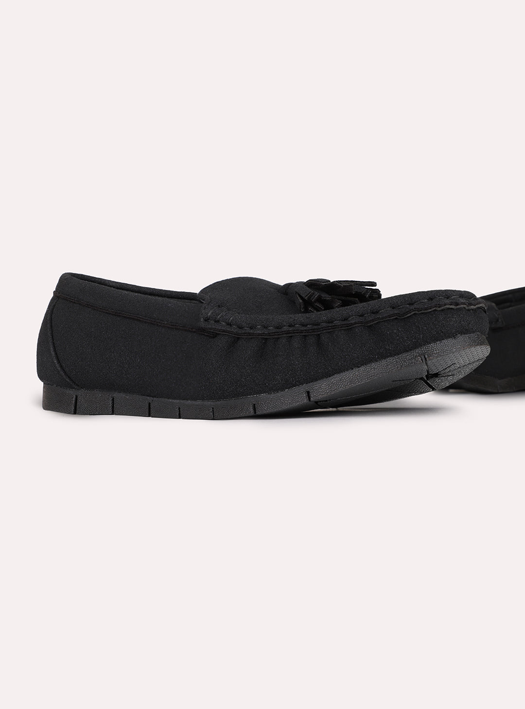 Womens Black Casual Solid Pattern Round Toe Loafers