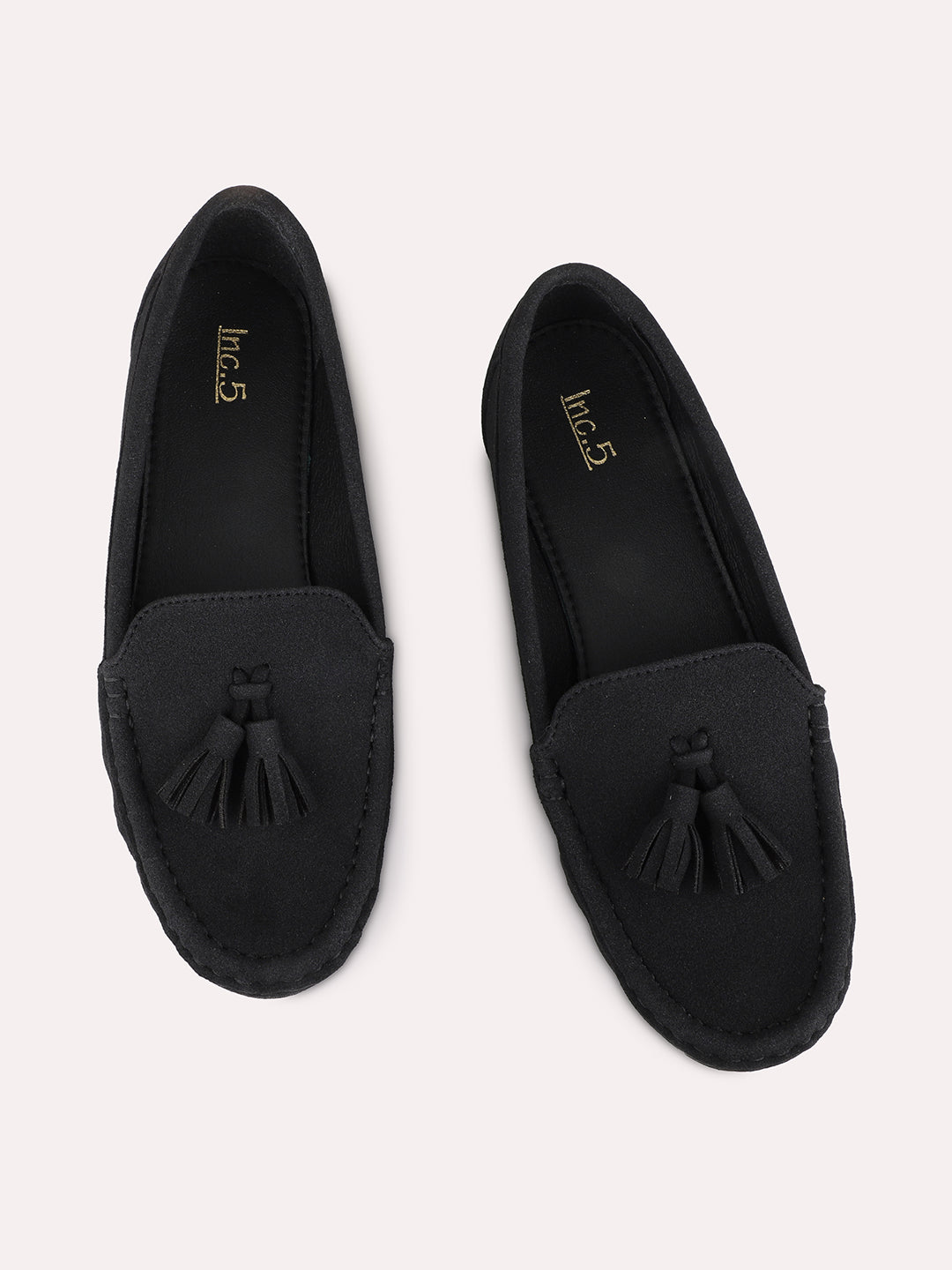 Womens Black Casual Solid Pattern Round Toe Loafers