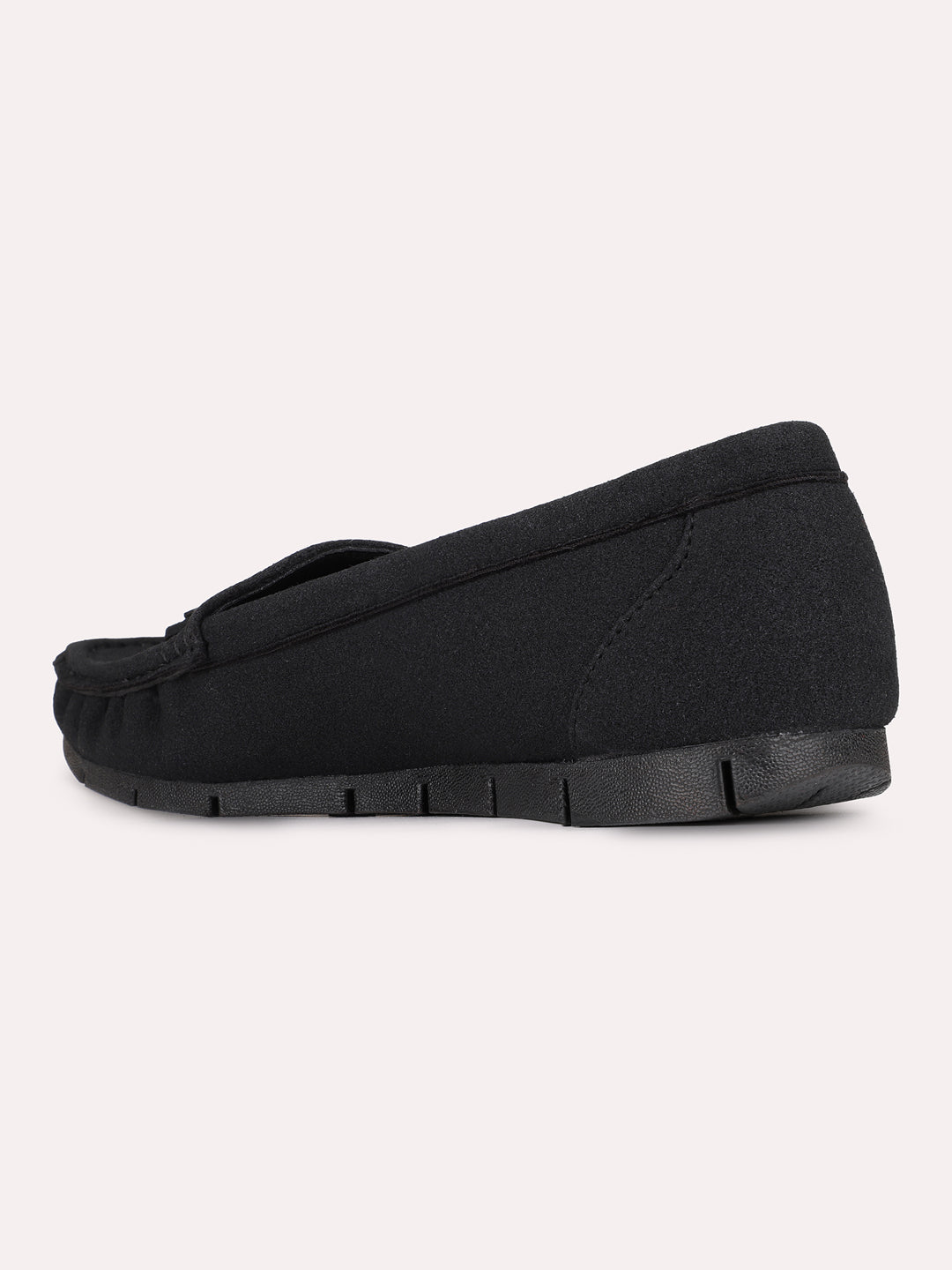 Womens Black Casual Solid Pattern Round Toe Loafers
