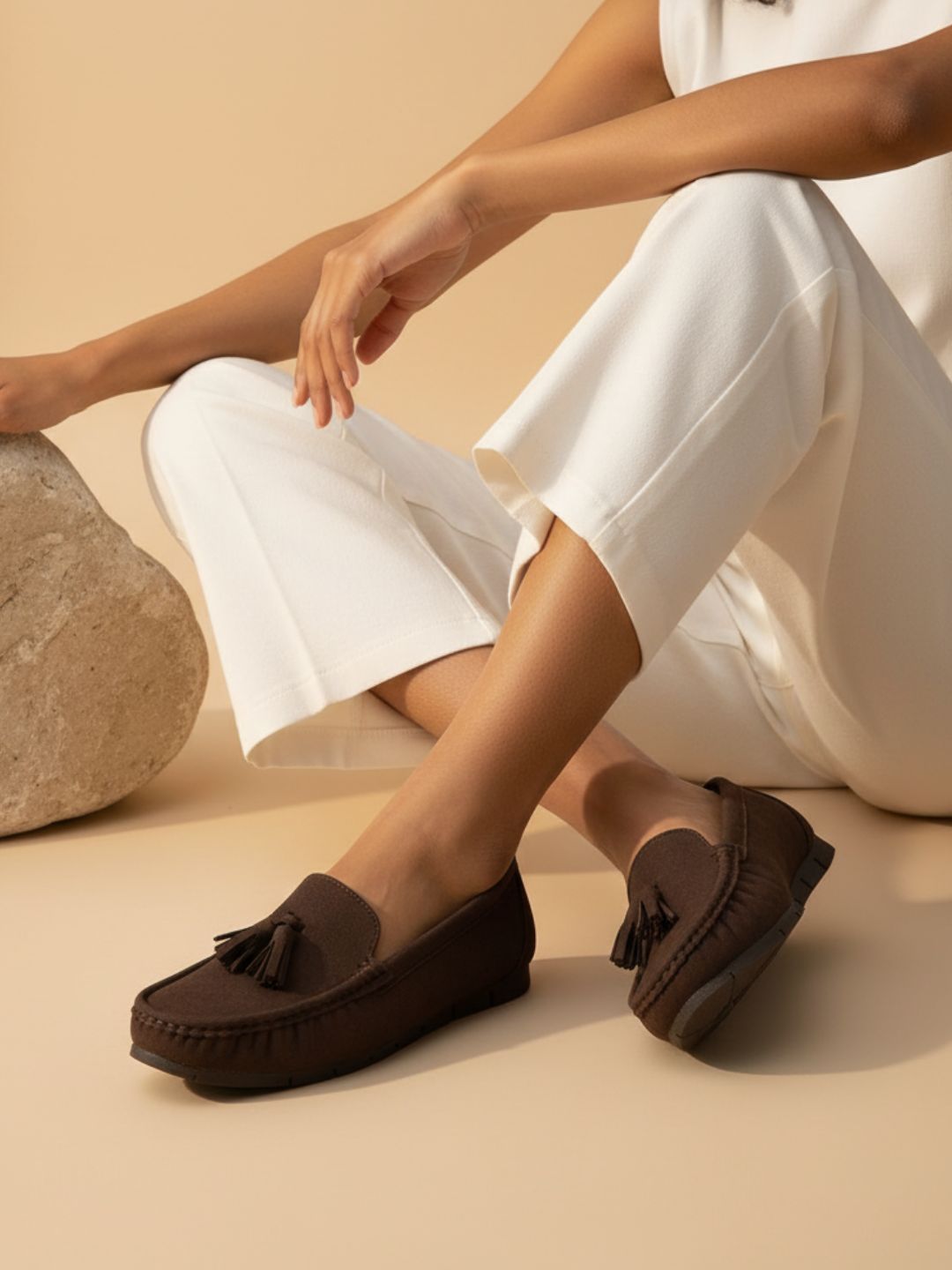 Womens Brown Casual Solid Pattern Round Toe Loafers
