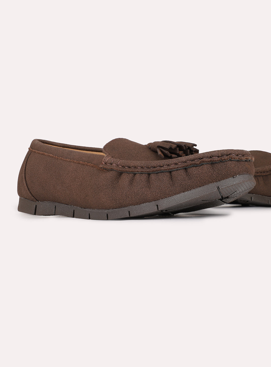 Womens Brown Casual Solid Pattern Round Toe Loafers