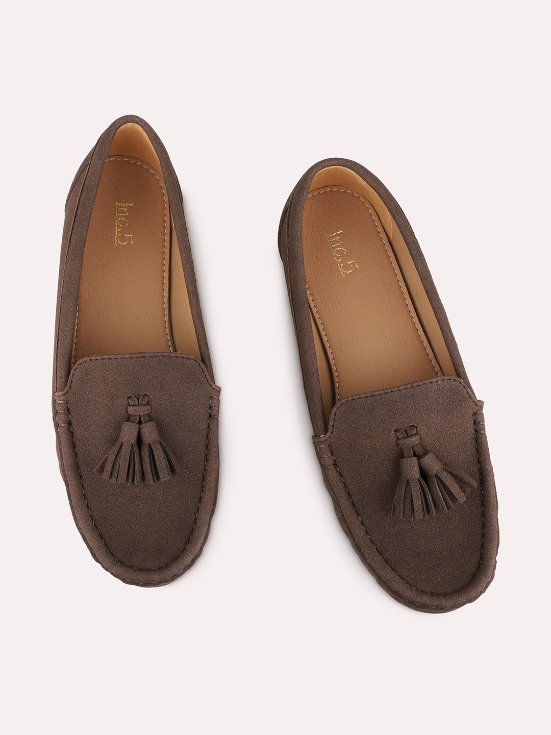 Womens Brown Casual Solid Pattern Round Toe Loafers