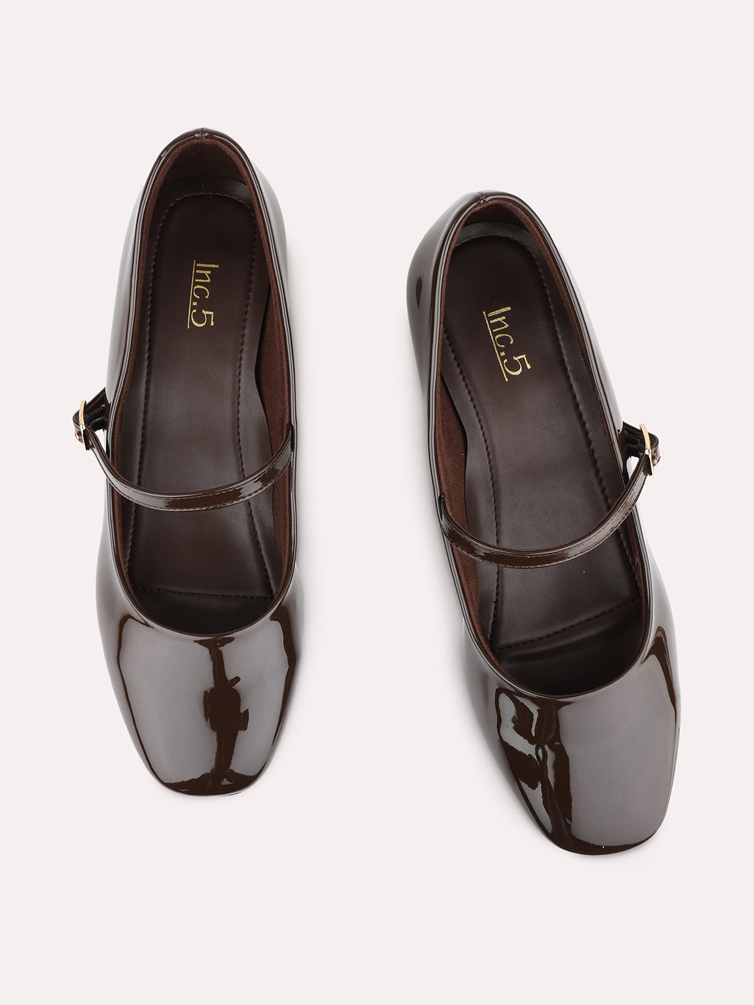 Womens Brown Casual Solid Pattern Round Toe Block Heels