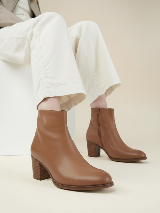 Women Chikoo Solid Boots