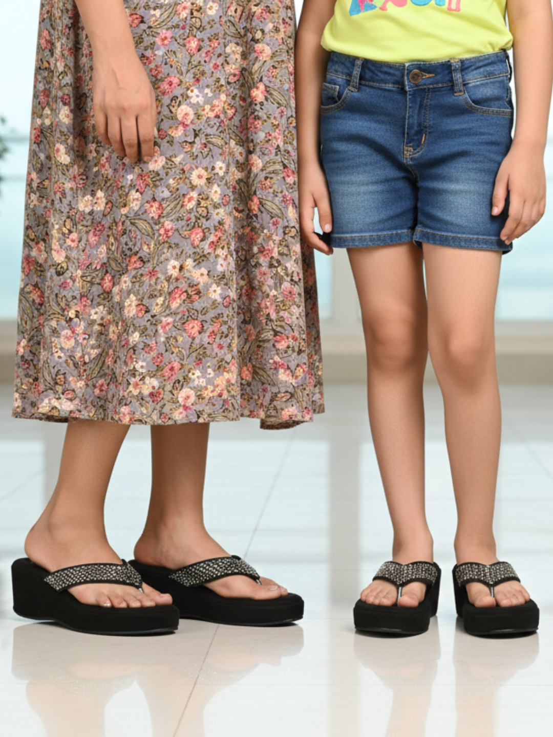 Women Black Embellished Wedge Heel