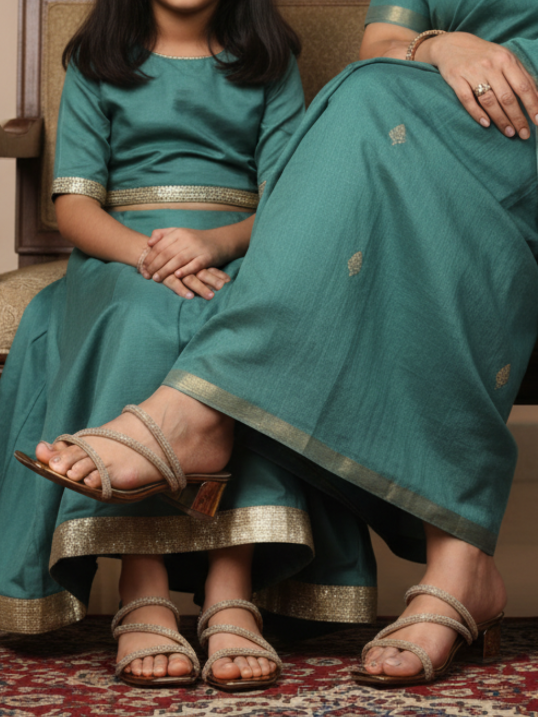 Women Antique Embellished Party Block Sandals