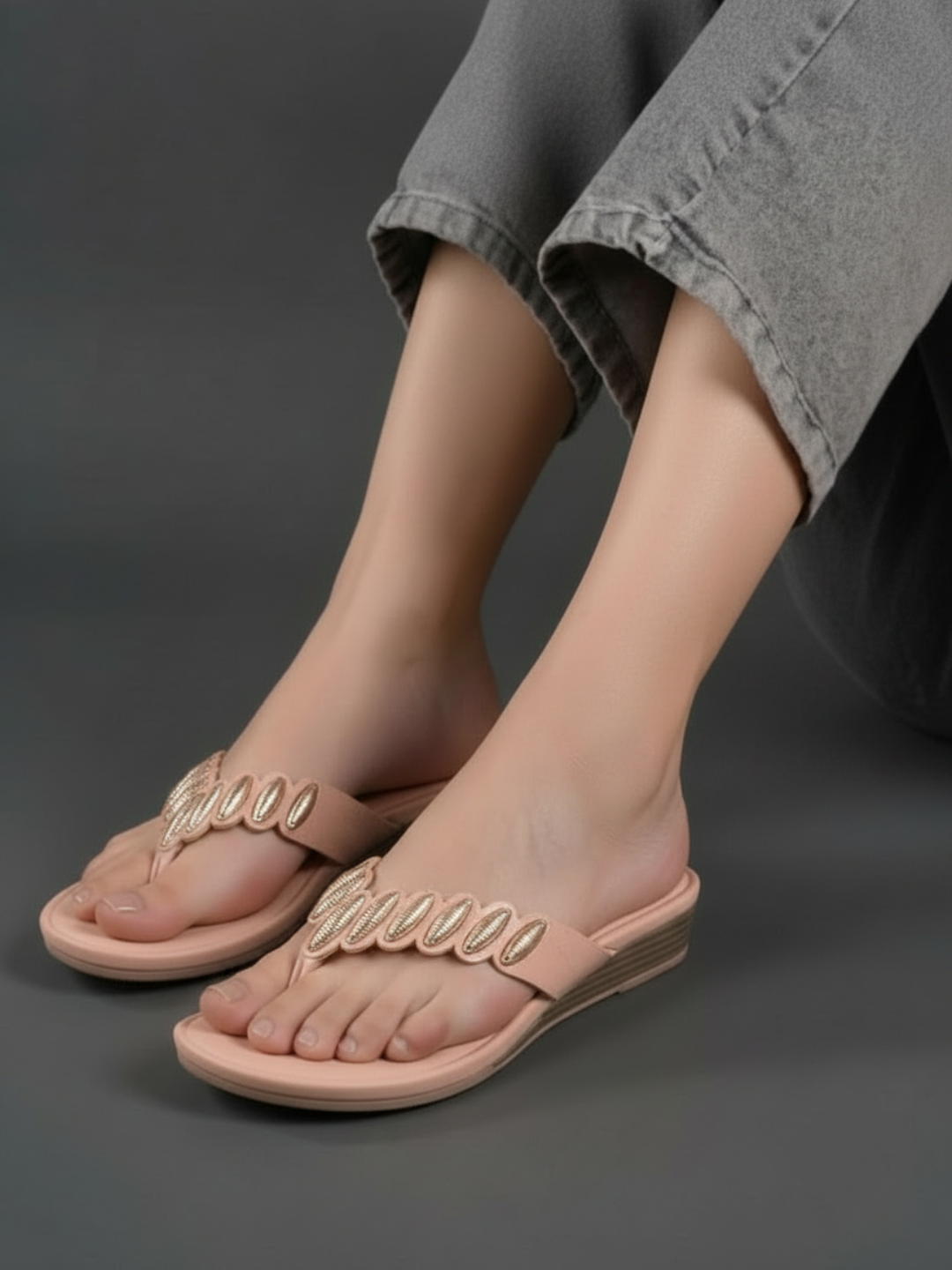 Women Peach Wedge Heels