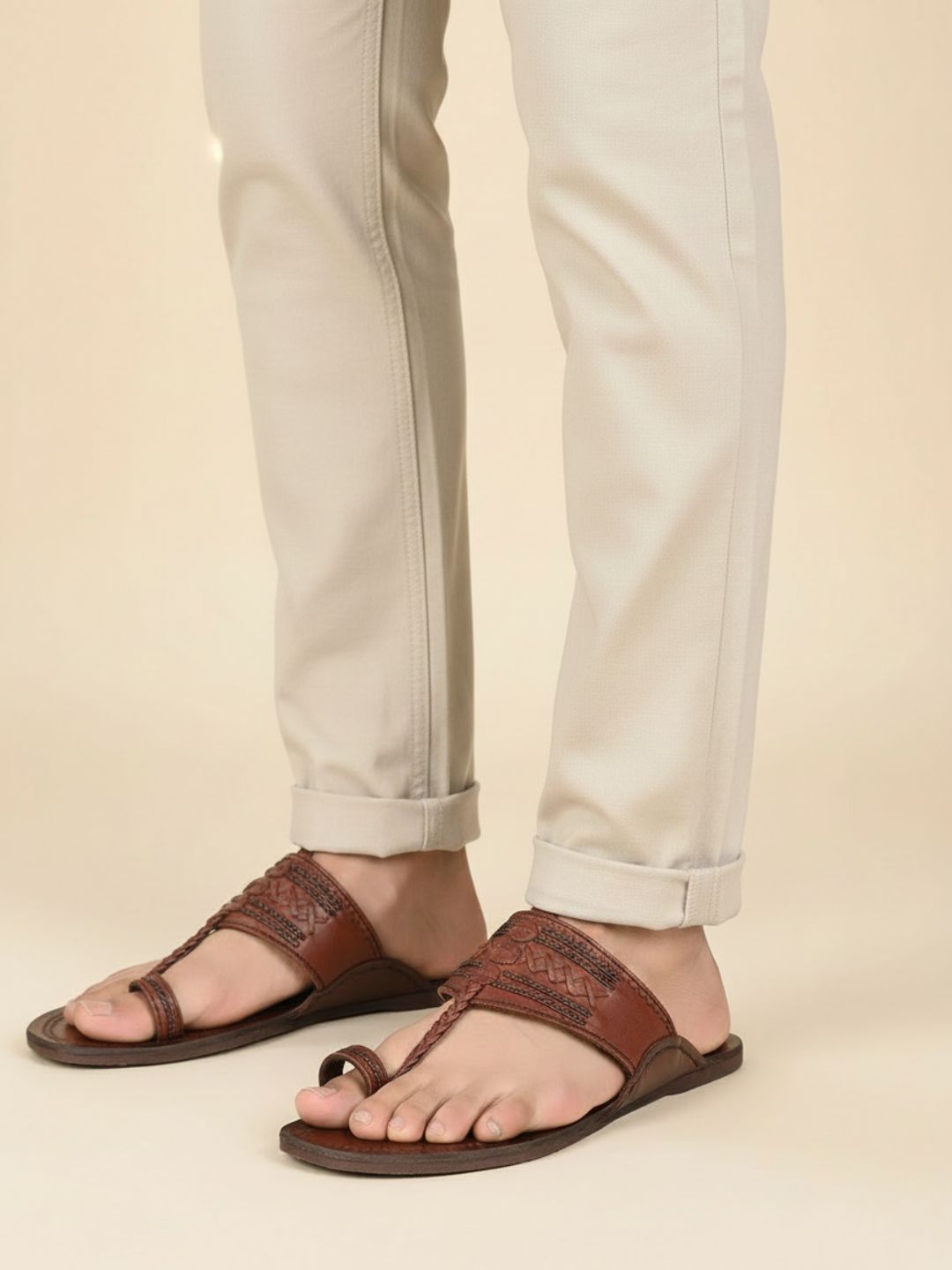 Privo Brown Kolhapuris Sandal for Men