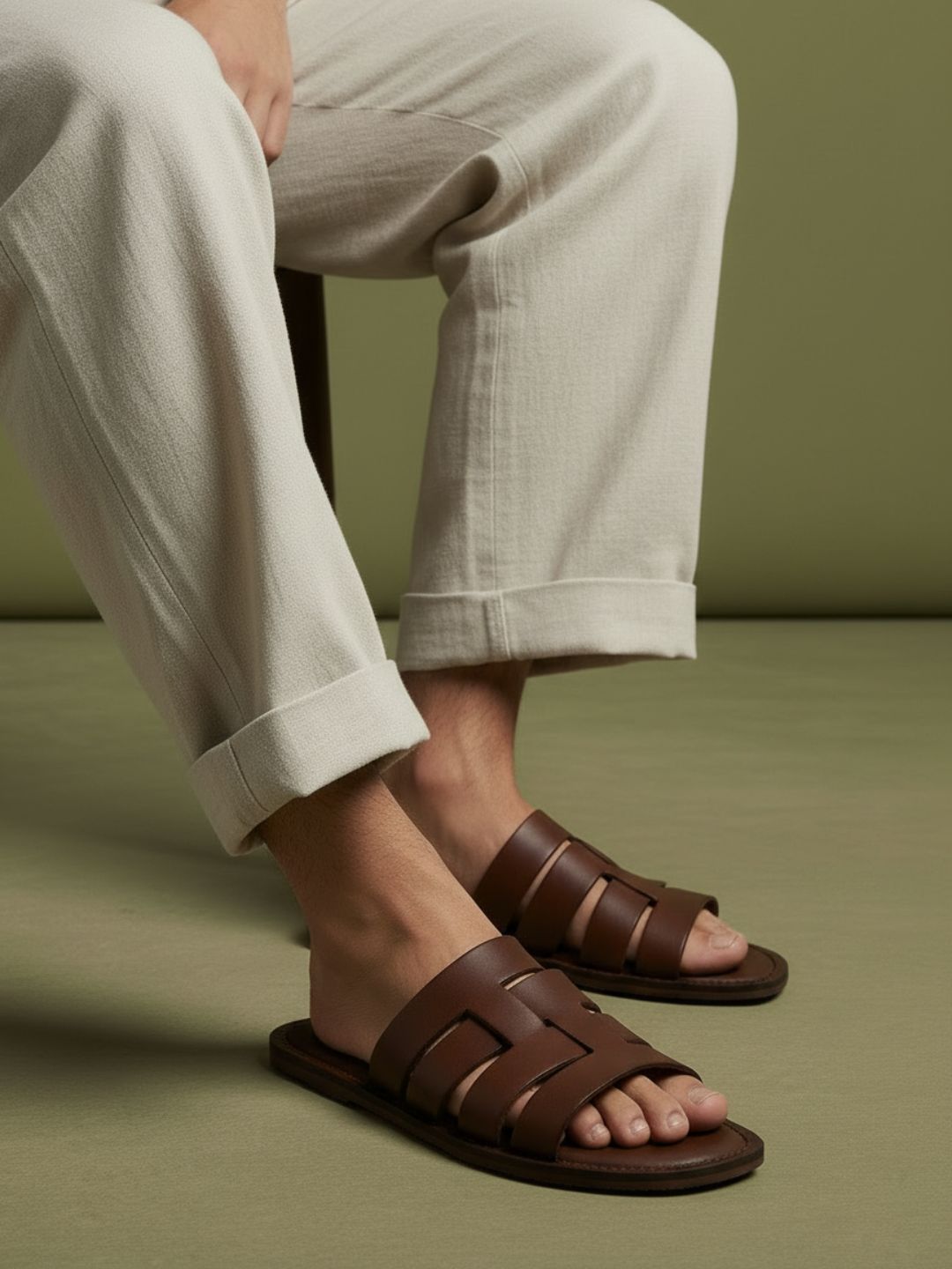 Privo Brown Strap Casual Sandal For Men
