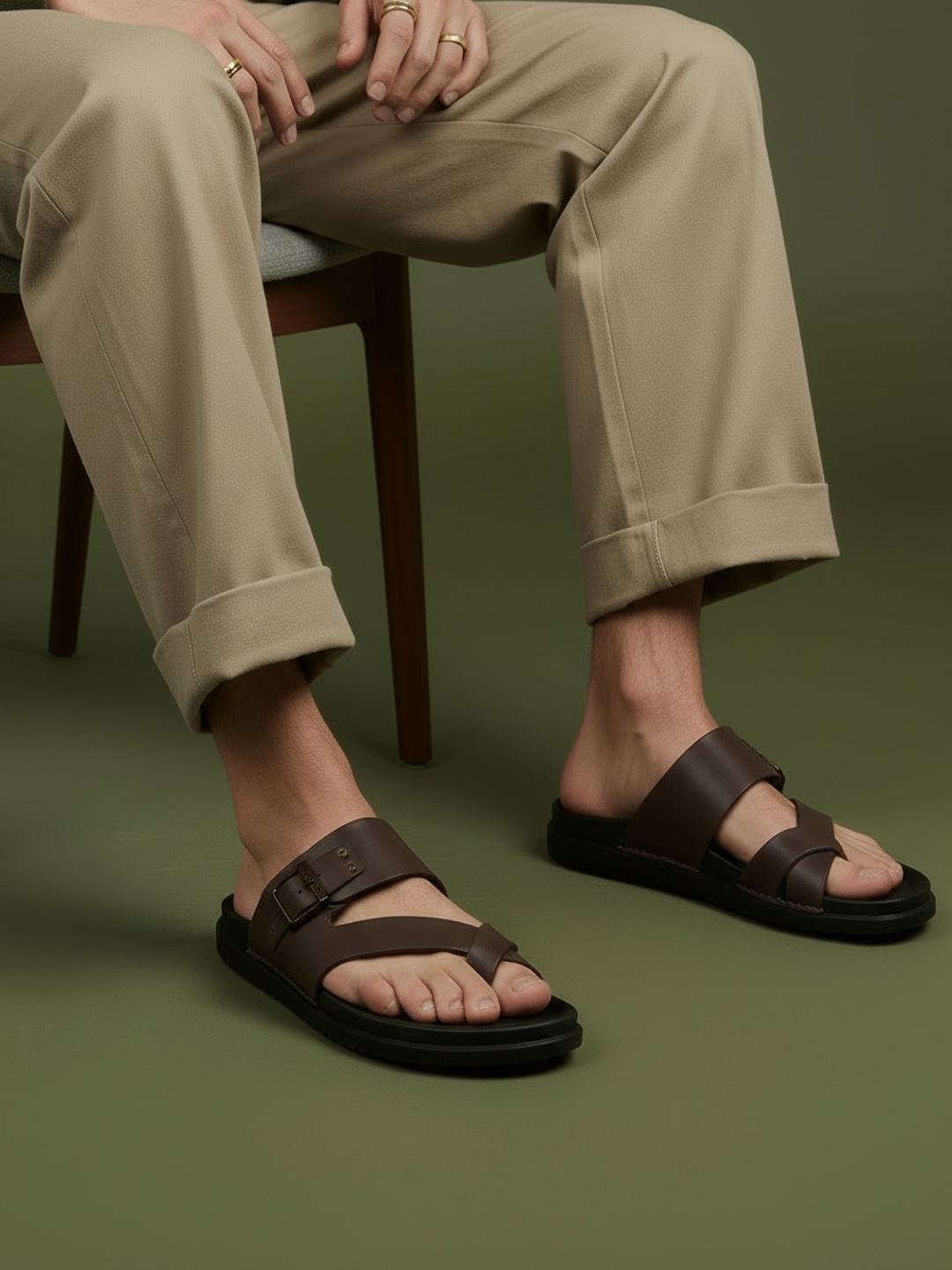 Atesber Cherry Crossed Toe Post Formal Sandal For Mens