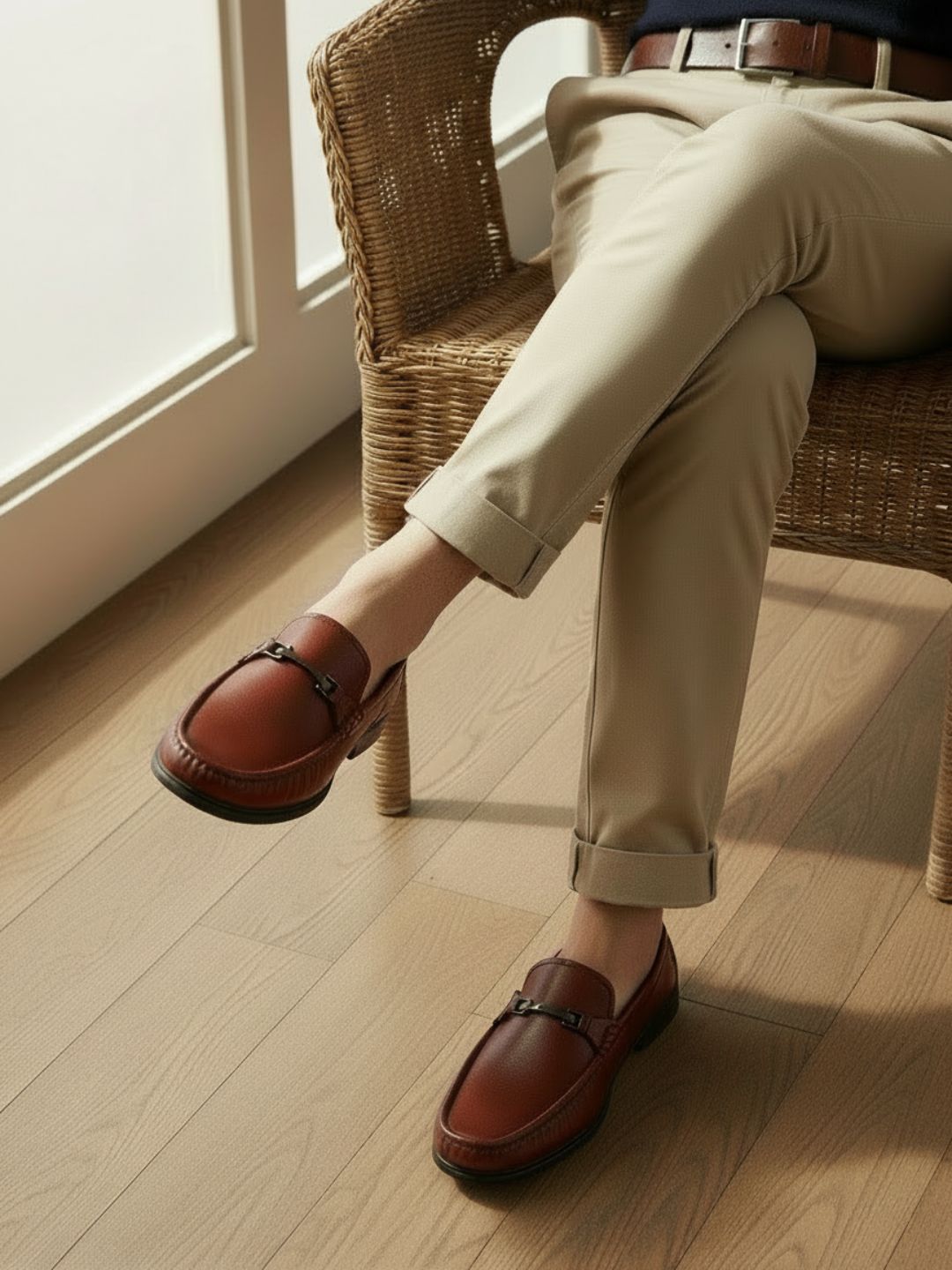 Mens Tan Solid Round Toe Casual Shoes