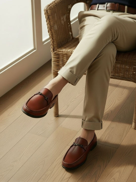 Mens Tan Solid Round Toe Casual Shoes