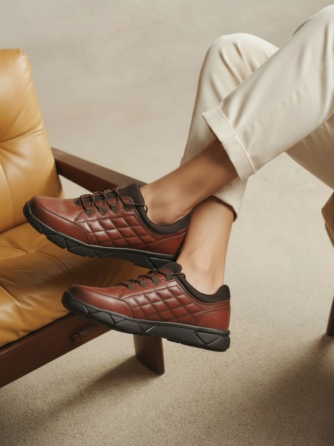 Atesber Tan Casual Lace-up Shoes For Mens