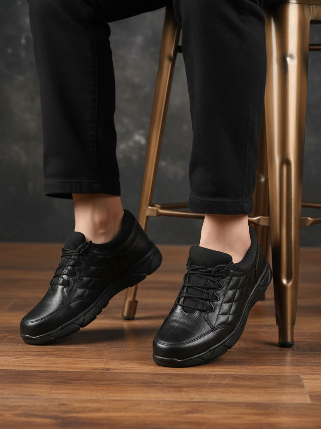 Atesber Black Casual Lace-up Shoes For Mens