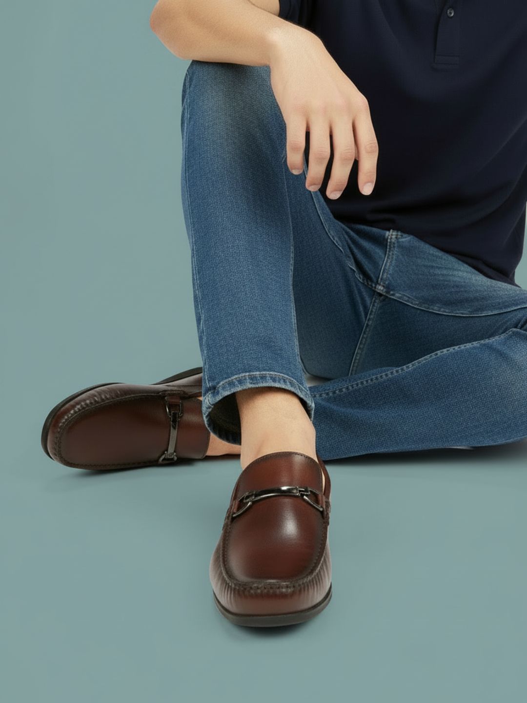 Atesber Tan Solid Loafer Shoes For Men