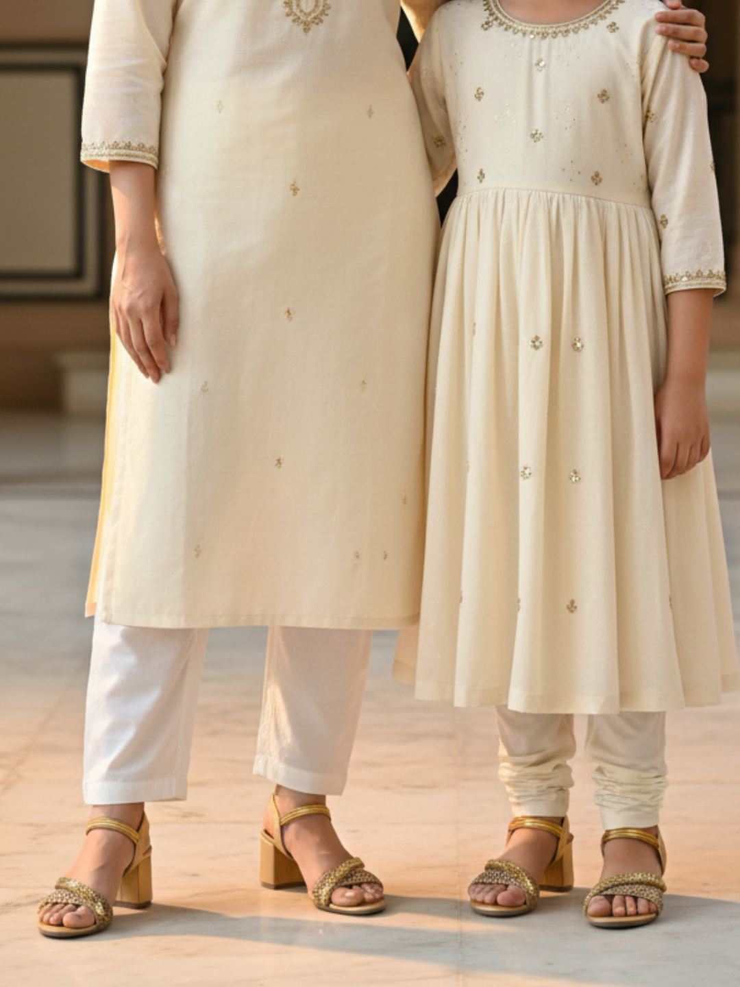 Women Antique-Toned Embellished Block Heels