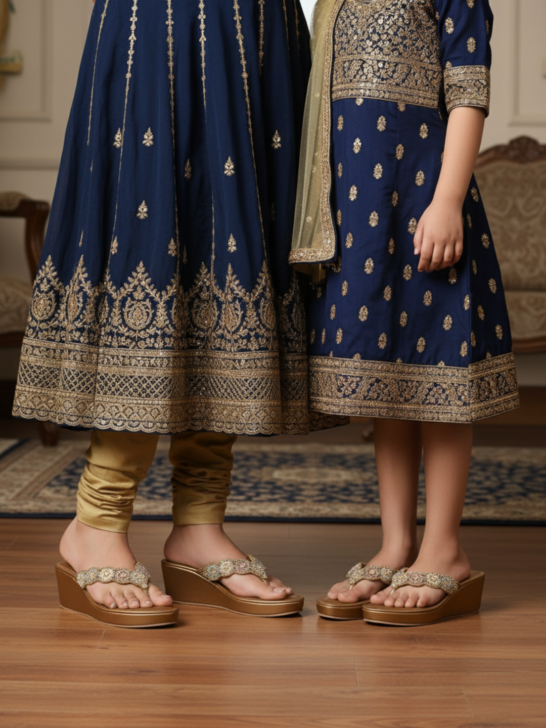 Women Antique-Toned Embellished Ethnic Wedge Heels