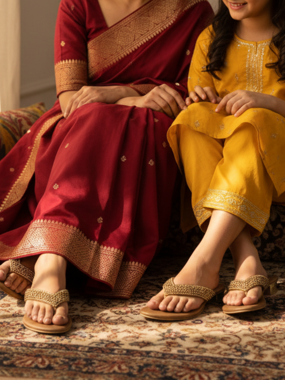 Women Antique Embellished Ethnic Block Heels