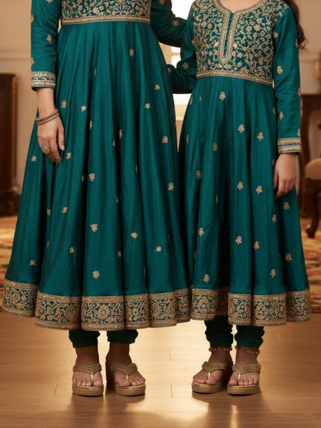 Women Antique Embellished Ethnic Wedge Sandals