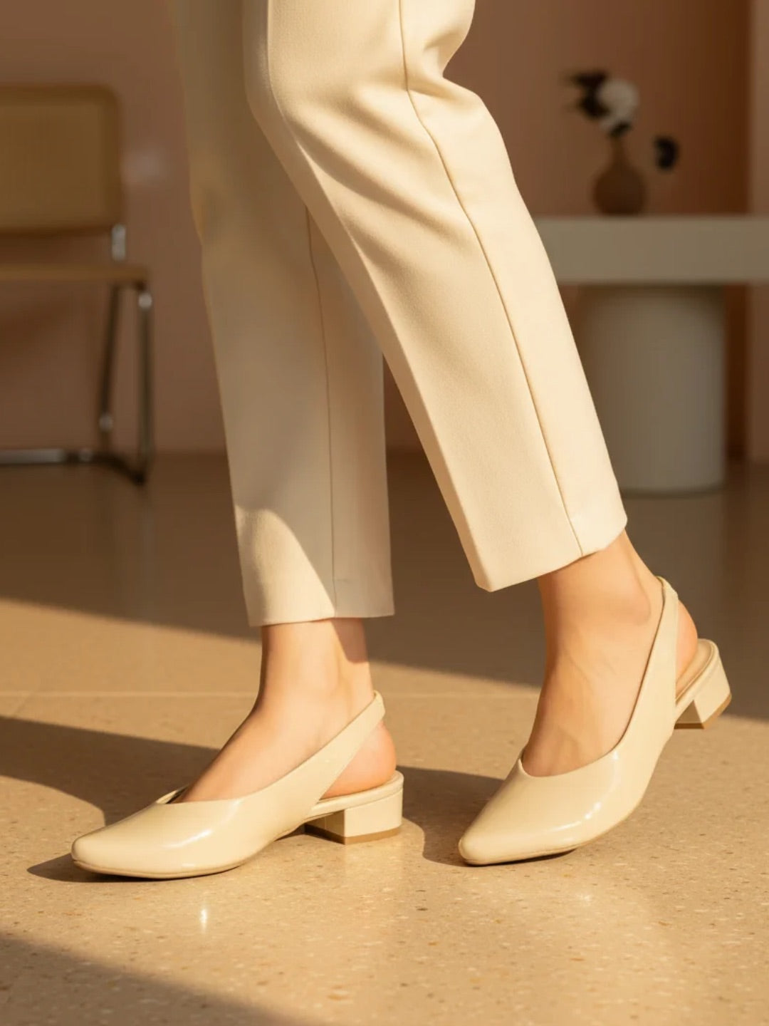 Women Beige Mules Flats