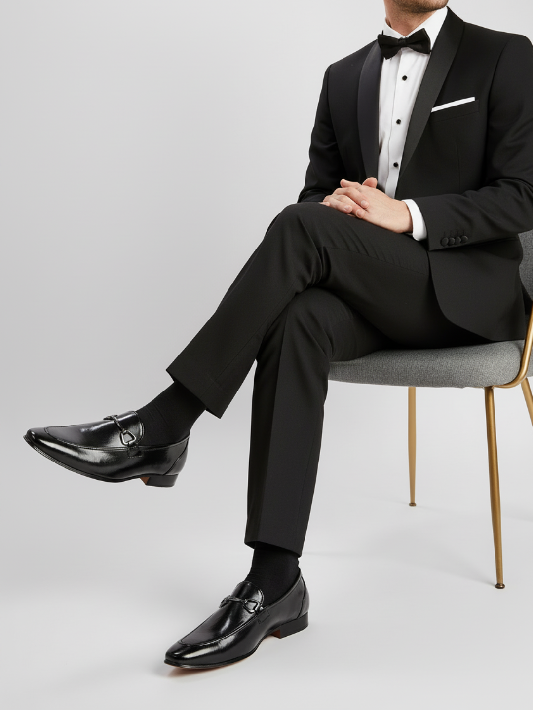 Mens Black Formal Solid Pointed Toe Loafer Shoes
