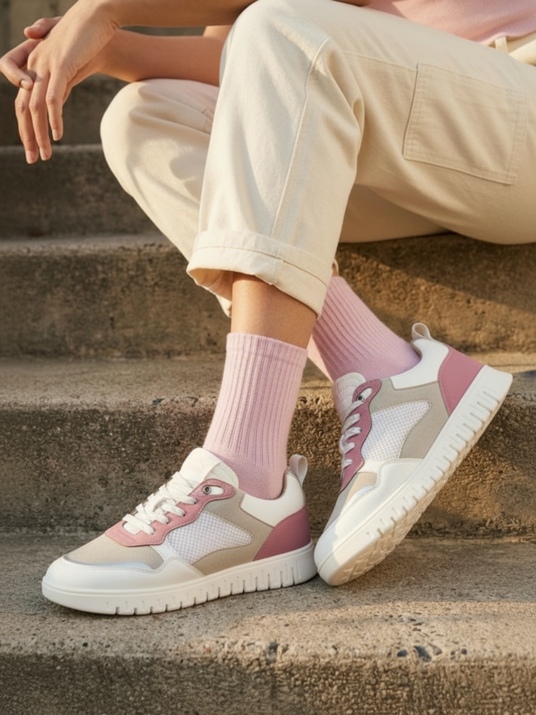 Women Pink Casual Solid Pointed Sneakers