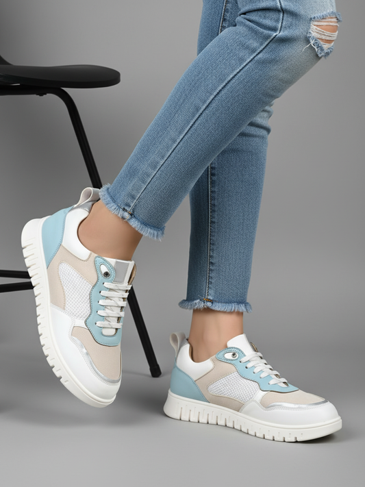 Women Blue Casual Solid Round Toe Sneakers