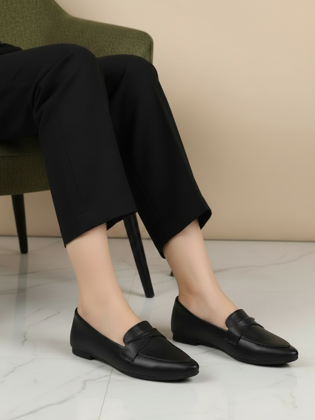 Womens Black Casual Solid Ballerinas