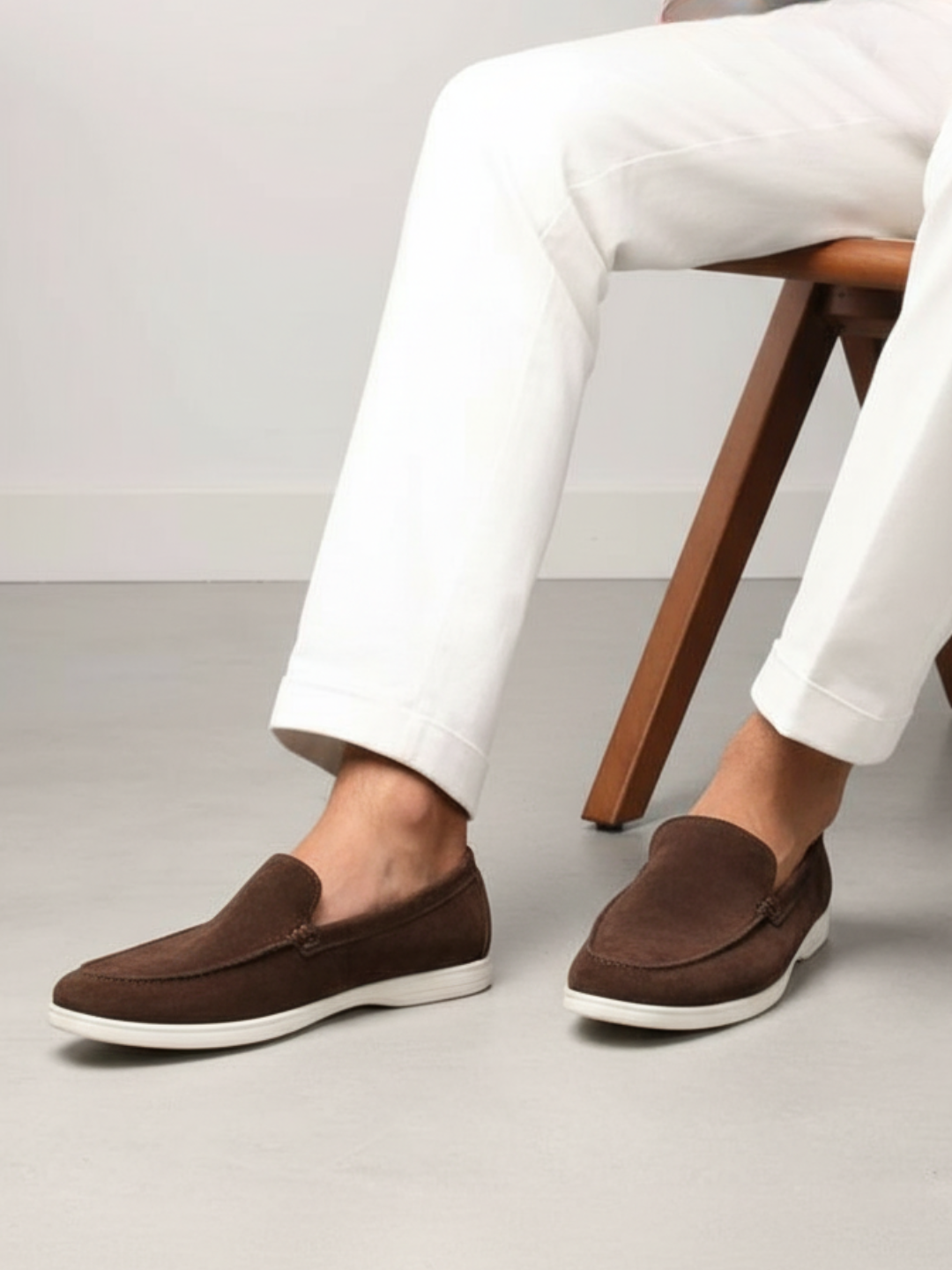 Mens Brown Casual Printed Round Toe Loafer Shoes