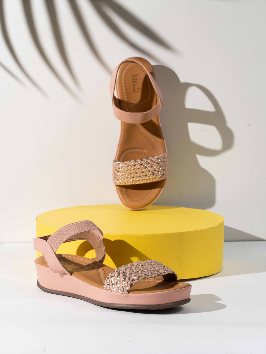 Women Peach Textured Comfort Sandals