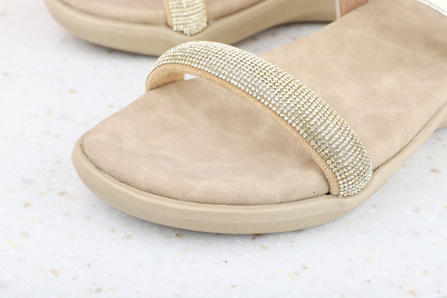 Women Gold Embellished Party Wedge Sandals
