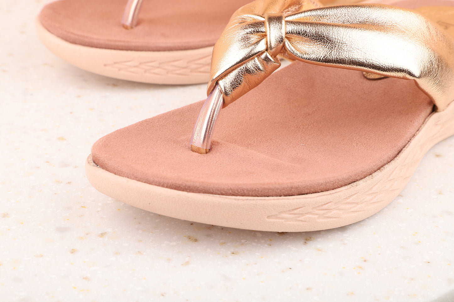 Women Rose Gold Embelished Comfort Sandals