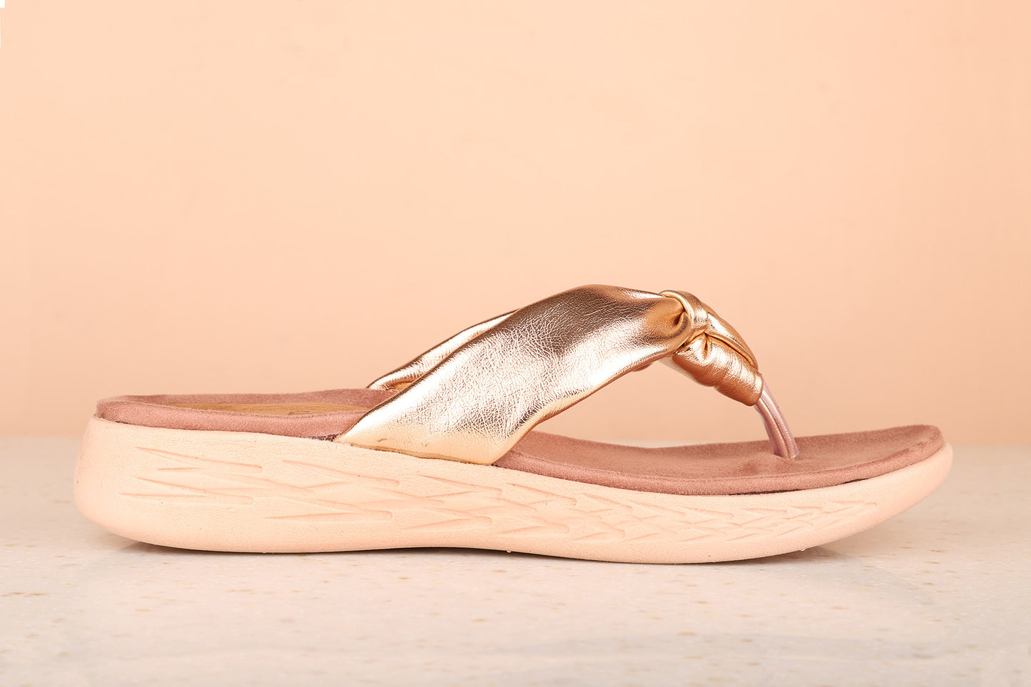 Women Rose Gold Embelished Comfort Sandals