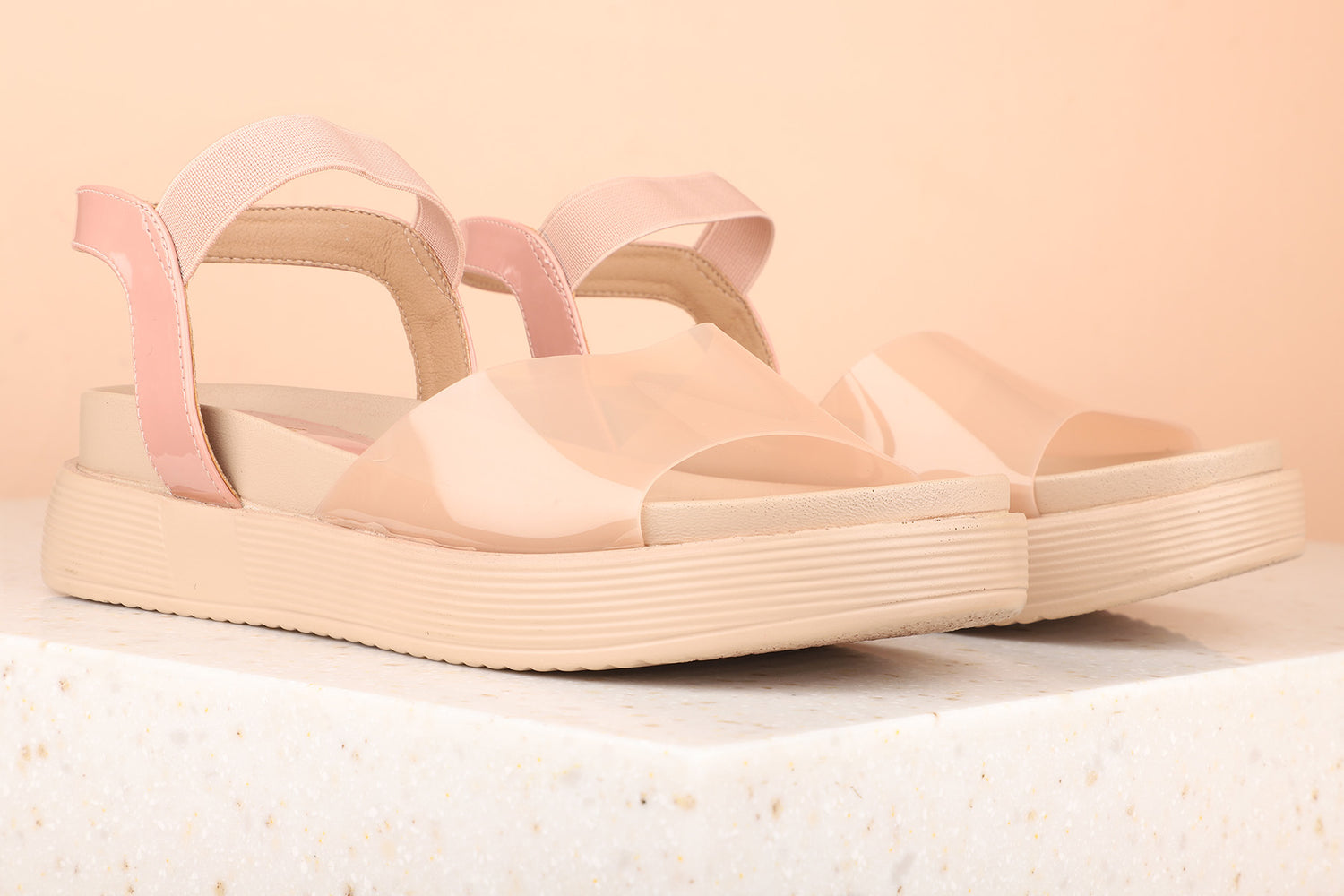 Women Peach Wedge Heels