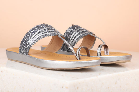 Women Pewter Embellished Wedge Heels