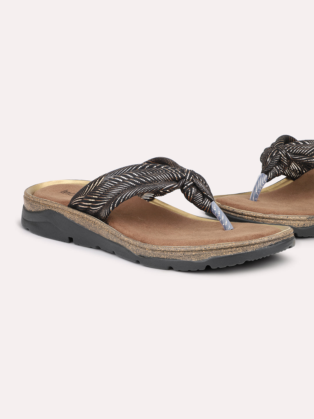 Women Antique Textured Open Toe Flats