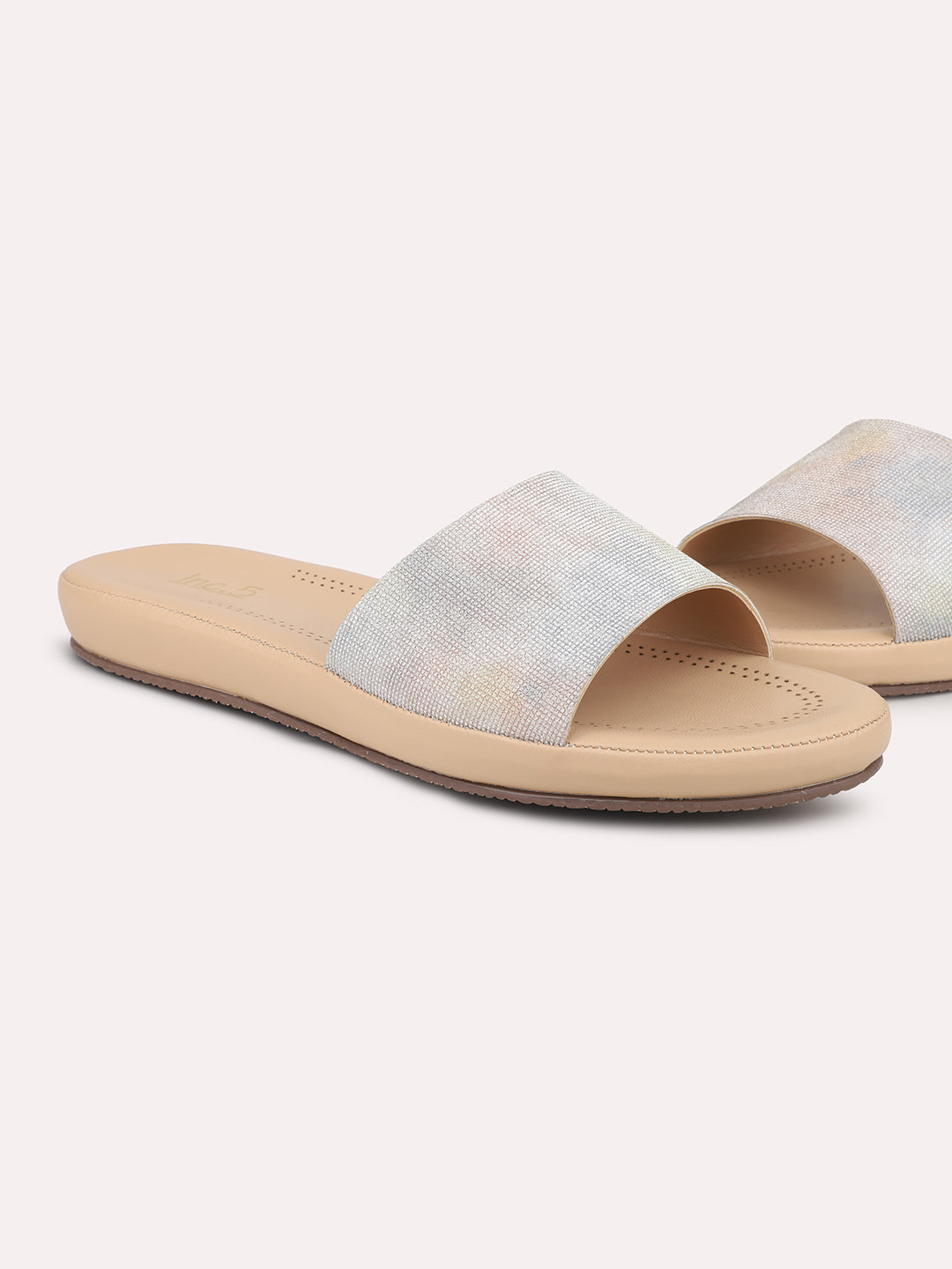 Women Beige-Toned Embellished Comfort Heels