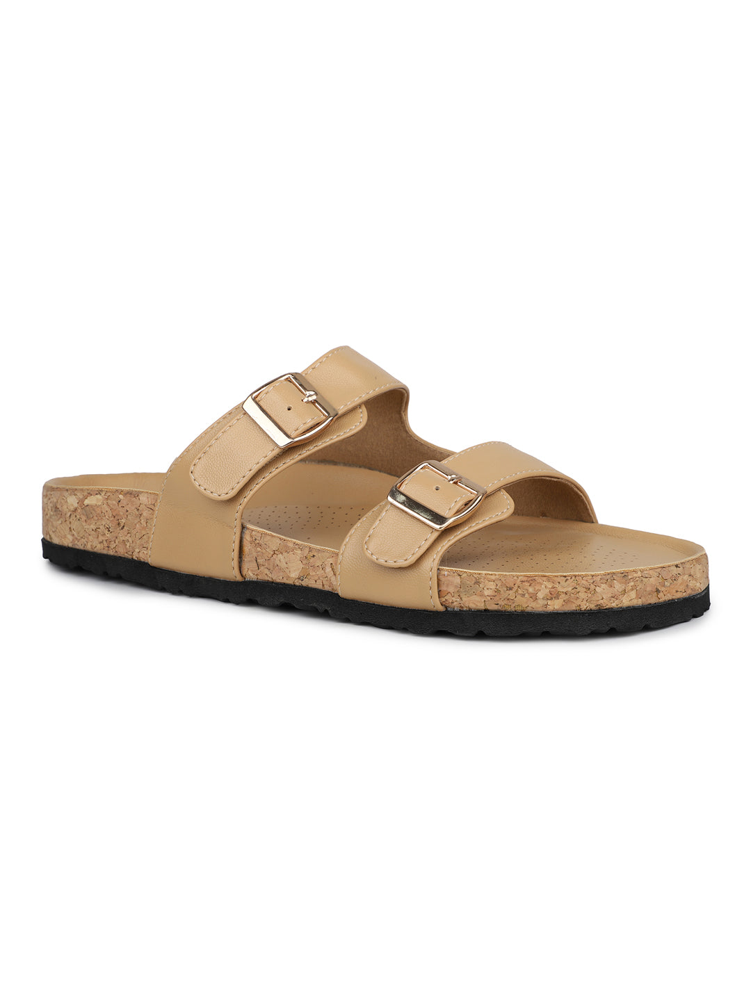 Womens Beige Casual Solid Open Toe Flats