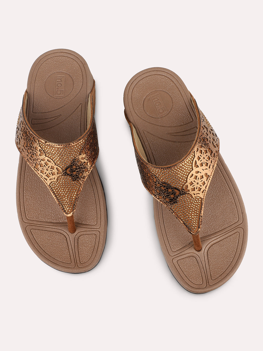 Women Antique Textured Embellished Open Toe Comfort Heels