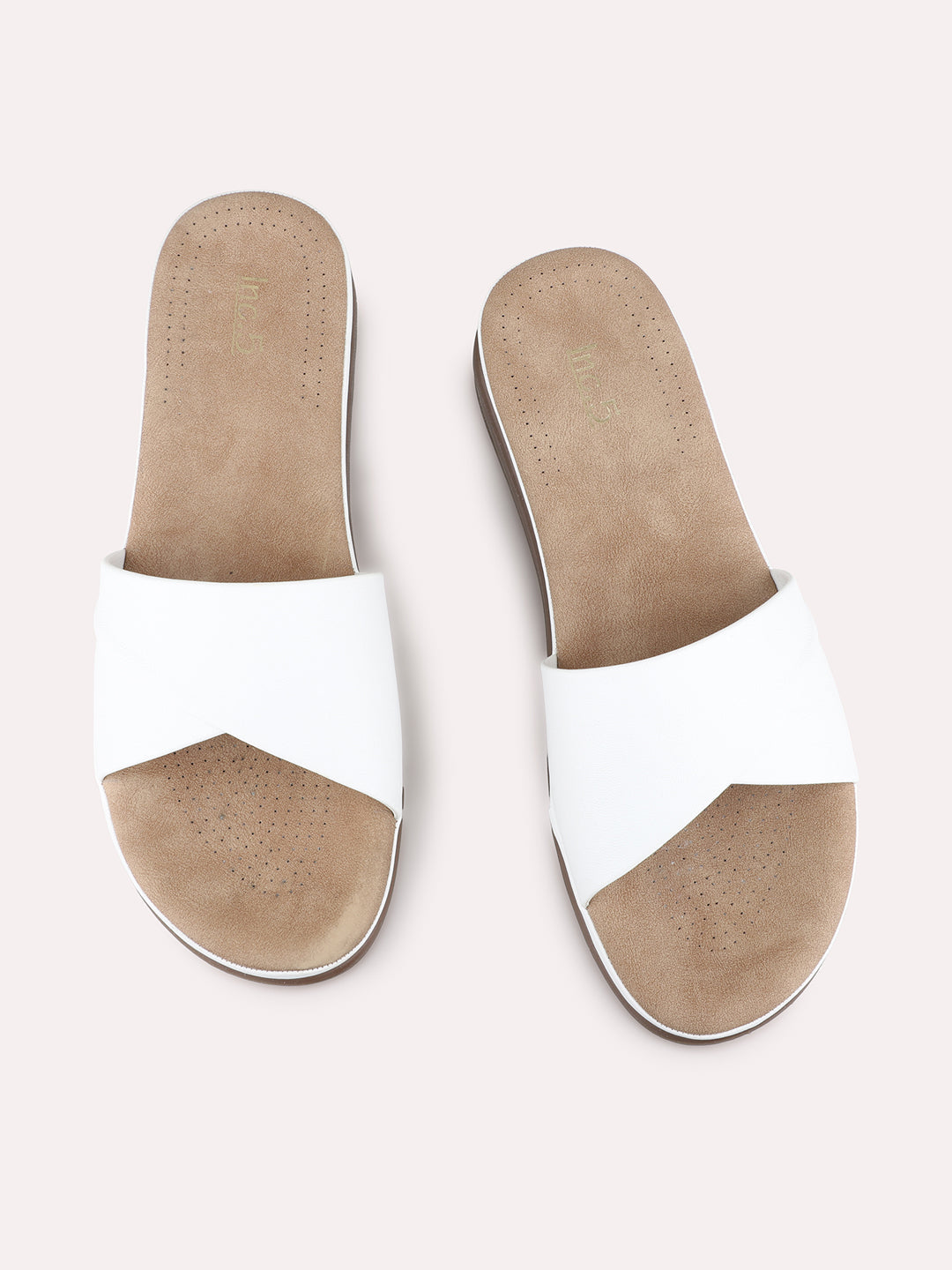 Womens White Casual Solid Open Toe Flats