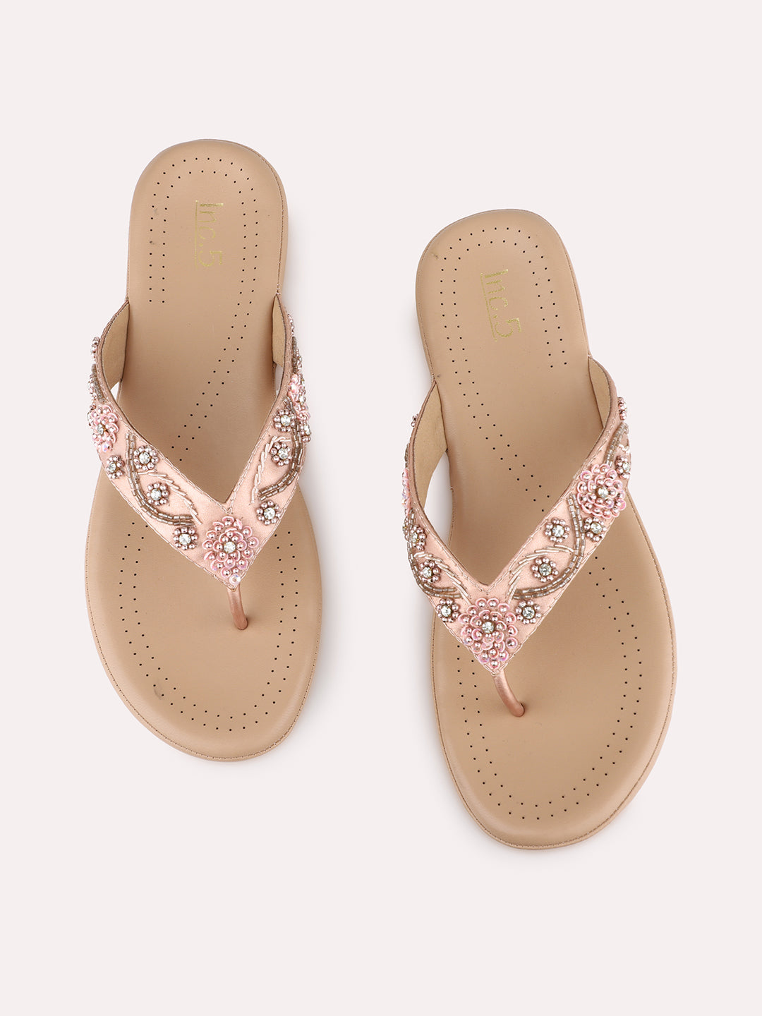 Womens Rose Golden Formal Embellished Round Toe Flatform Heel Sandals