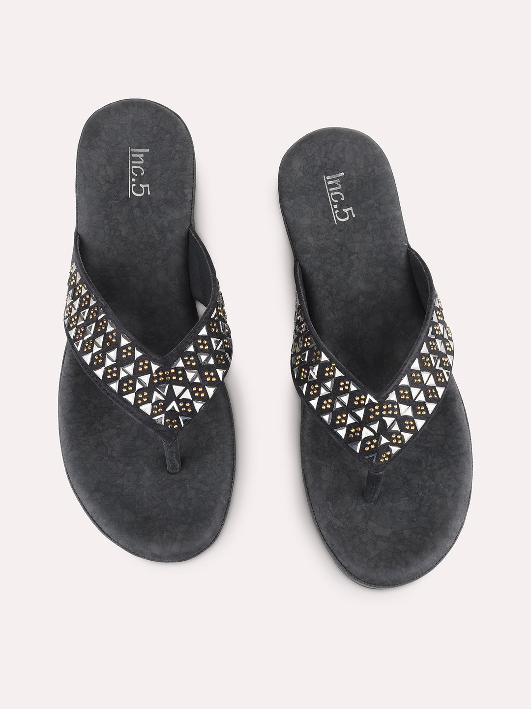 Womens Black Ethnic Embellished Wedge Heels