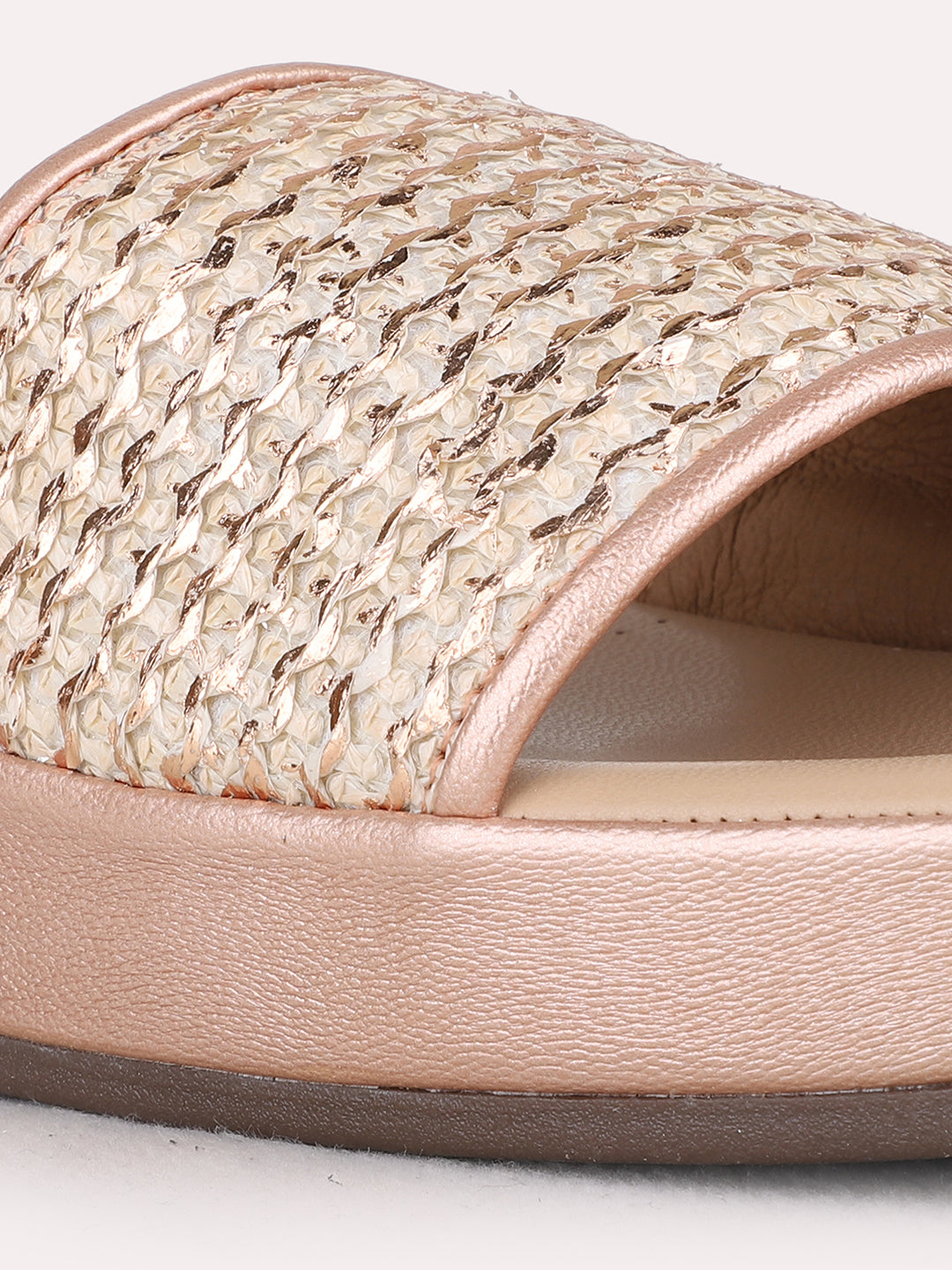 Womens Rose Gold Casual Solid Round Toe Wedge Heel Sandals