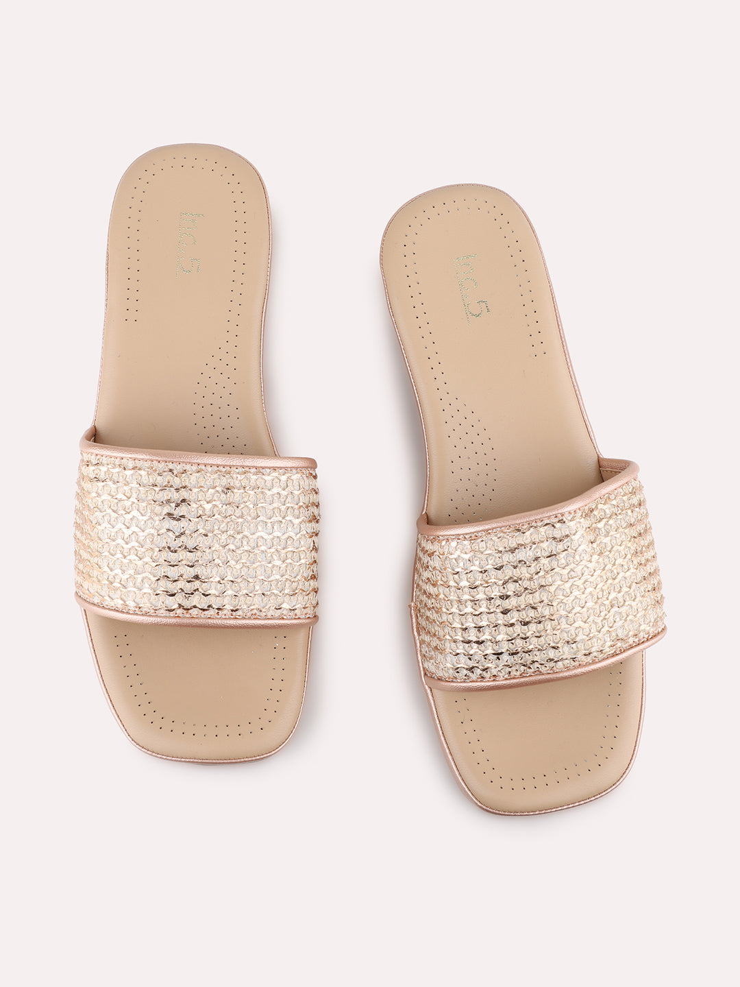 Womens Rose Gold Casual Solid Round Toe Wedge Heel Sandals