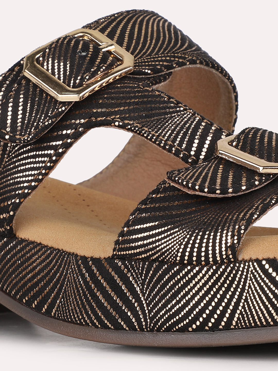 Women Golden Casual Printed Pointed Platform Heel Sandals