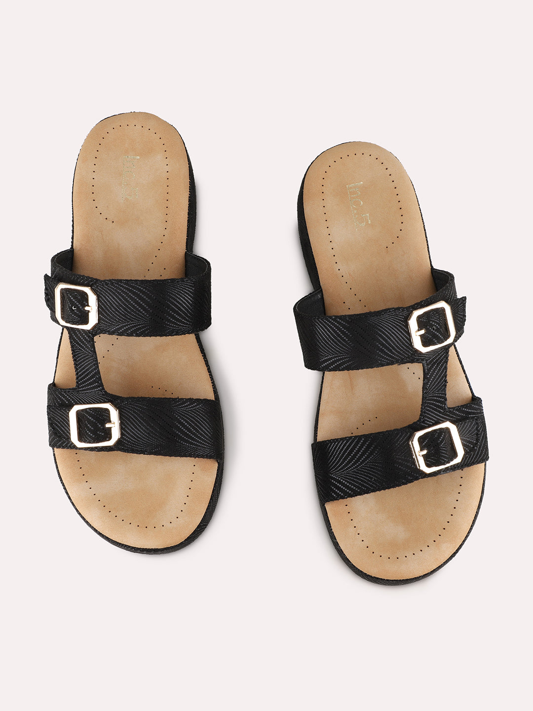 Women Black Party Wear Solid Round Toe Wedge Heel Sandals